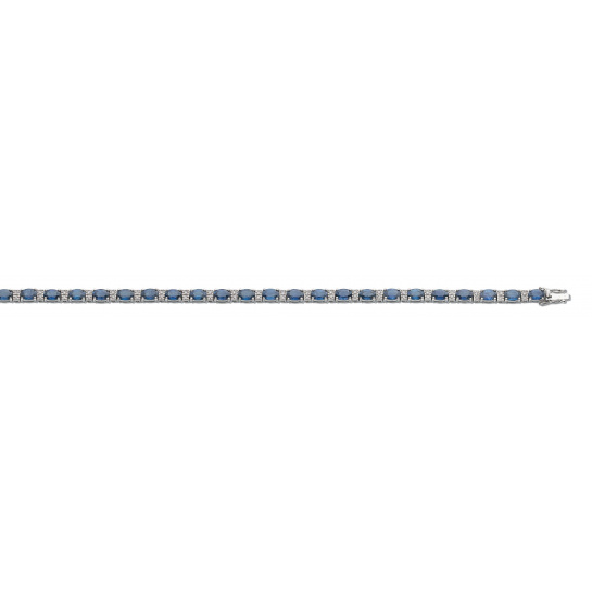 18ct White Gold 0.22ct Diamond & 7.5ct Blue Sapphire Bracelet
